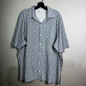 Zegna Sport shirt XL short sleeve button up camp cotton nature comfort blue